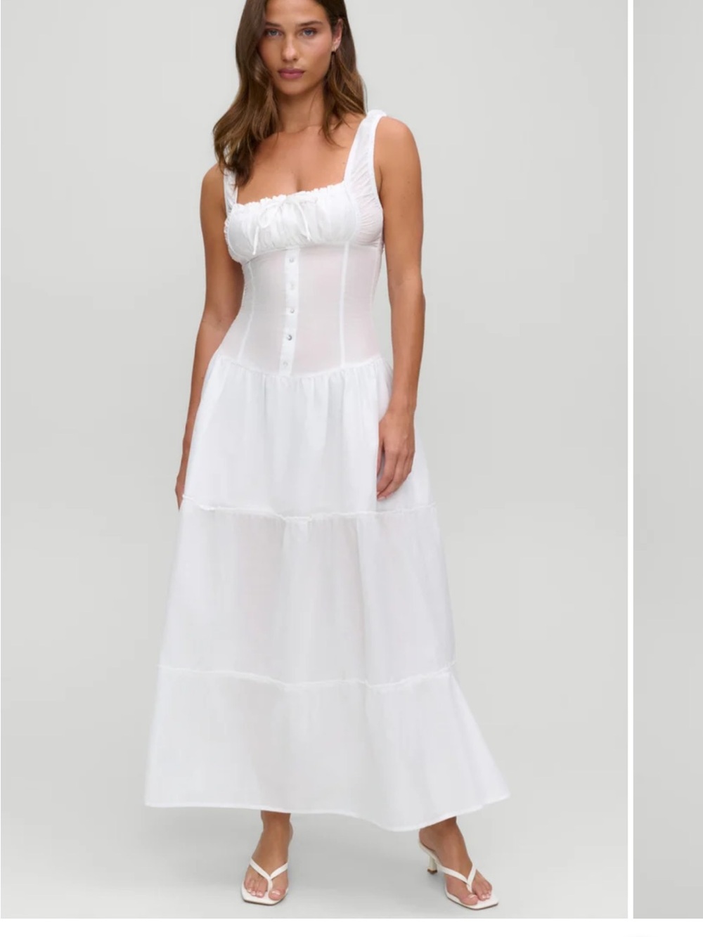 Frankie's Bikinis White Christabelle Ruffle Maxi Dress